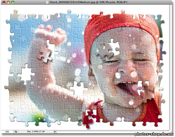 Photoshop Puzzle Effect рисовать в фотошоп