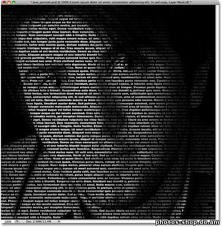 Создать портрет из текста в Photoshop рисовать в фотошоп