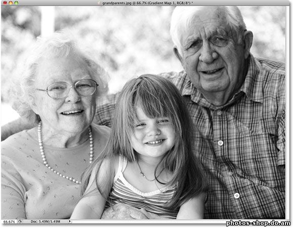 Photoshop Черно-белые Преобразования - Gradient Map Учебник рисовать в фотошоп